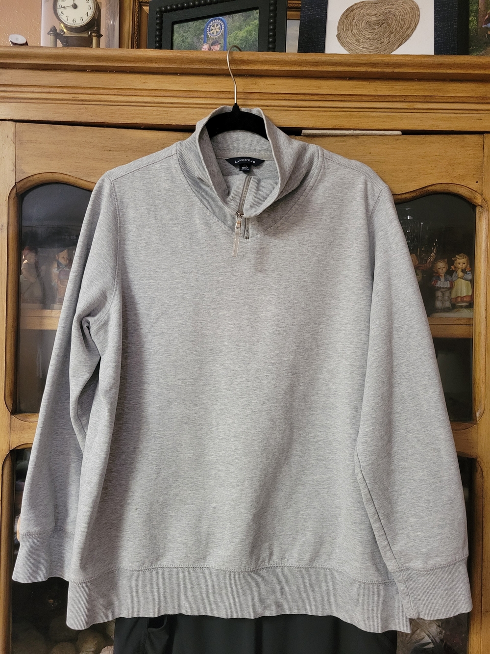 Lands' End Women's Heather Gray Quarter-Zip Pullover Sweater